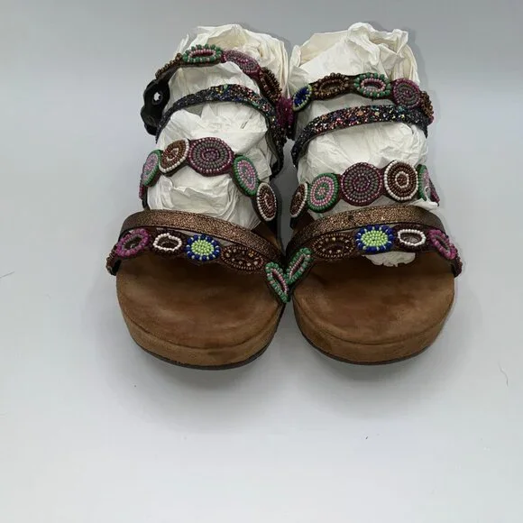 AZURA Claretha-BZM Italian  Purple Multi Beaded Sandals Women’s Size 10 Size 41 - Picture 7 of 15